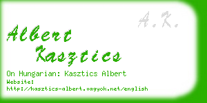 albert kasztics business card